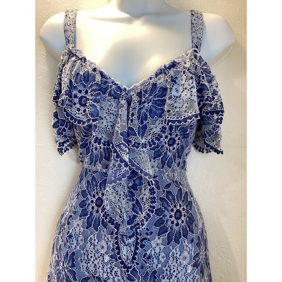 BCBGMaxAzria Blue Lace Midi Dress - Picture 4 of 12